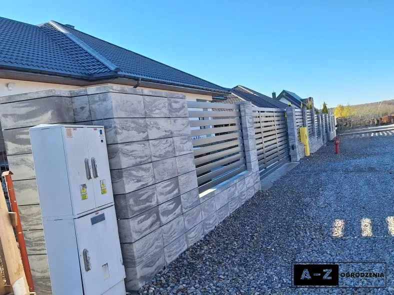 Róg ogrodzenia z bloczków Joniec Horizon Marengo